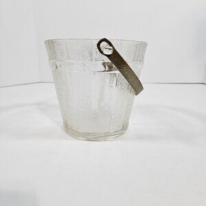 Vintage Anchor Hocking Glass Ice Bucket‎ with Metal Handle Mid Century